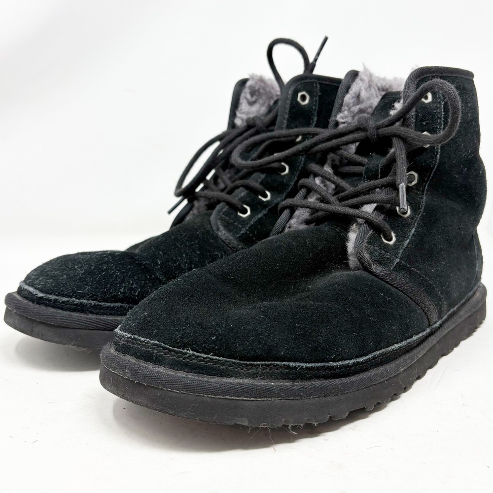 UGG Black Suede Shearling Lace Up Chukka Boots Mens Size 11